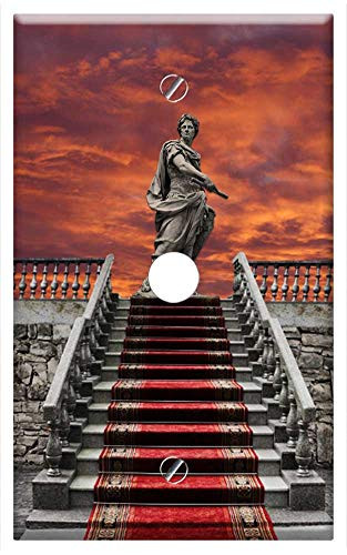 Single Hole Device Telephone/Cable Wall Plate Cover - Sunset Stairs Staircase Statue Sculpture Red
