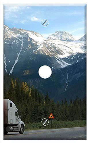 Single Hole Device Telephone/Cable Wall Plate Cover - Truck Road Shield Warning Canada Sun Mountains