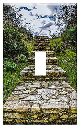 Switch Plate Single Toggle - Stairs Stone Stairway To Heaven Nature Tree Travel