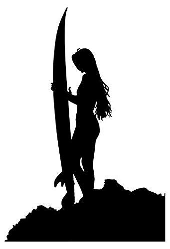 Surf Girl Surfboard - Sticker Graphic - Auto- Wall- Laptop- Cell- Truck Sticker for Windows- Cars- Trucks
