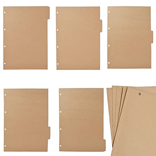 4-Hole Ring Binder Dividers with Tabs- 4 Sets 20 Sheets Binder Tabs Dividers- Kraft Paper Tabs for Index Dividers Binders- Notebook Paper Dividers with Tabs for School- Office