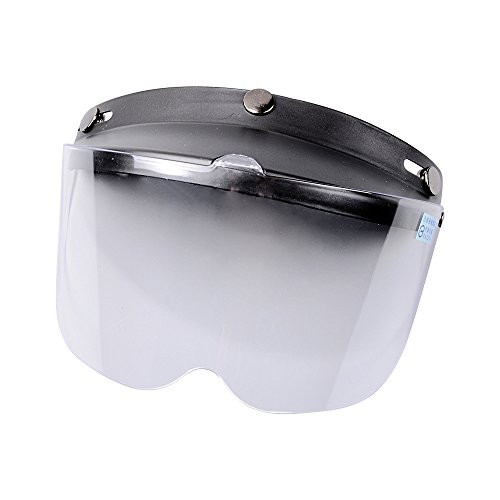 Black Motorcycle 3-Snaps System Flip-Up Visor Face Shield Clear Lens Anti UV Fit Open Face