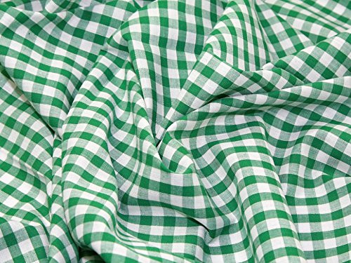 Minerva Crafts 1/4" Check Corded Gingham Dress Fabric Emerald Green - per metre