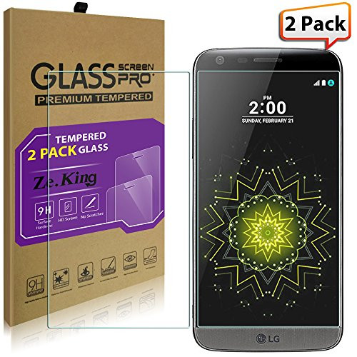 [2-Pack] LG G5 Tempered Glass Screen Protector, Zeking 0.33mm 2.5D Edge 9H Hardness [Anti Scratch][Anti-Fingerprint] Bubble Free, Lifetime Replacement Warranty