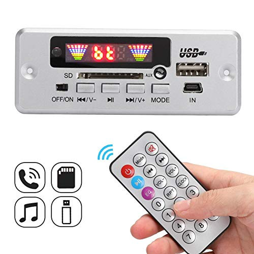MP3 Decoder Board- Lossless Bluetooth 5.0 Decoder Board Module Support 3.5AUX Plus 3P AUX- USB- FM- Support Hands-Free Call Car Audio FM Radio Module.-Silver-