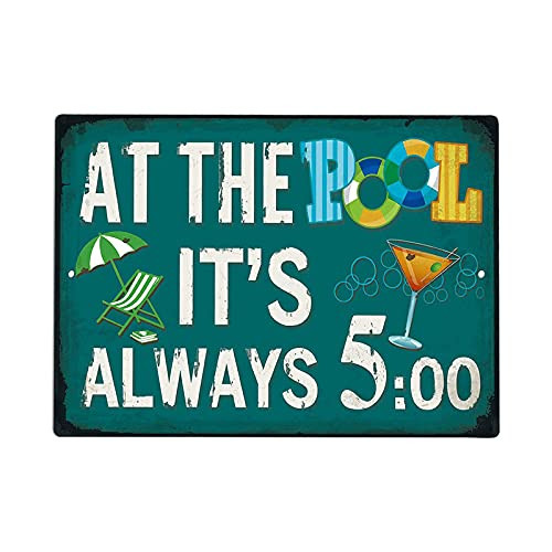 Metal Signs Pool Rules Tin Sign Vintage Pool Patio Wall Decoration Outdoor Swimming Pool Sign Use Indoor/Outdoor - Great Gift and Decor for Pool Area -E-