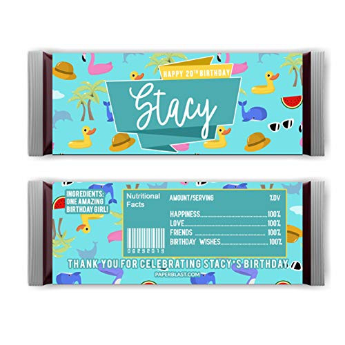 Pool Party Birthday Hershey Chocolate Bar Wrapper