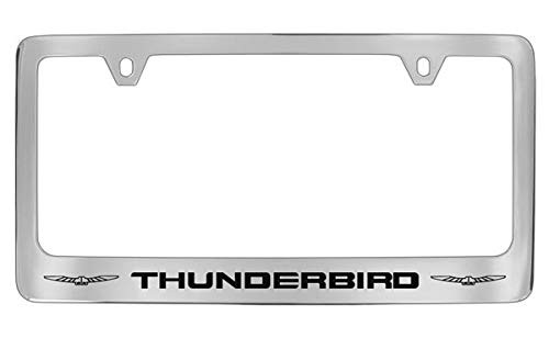 Ford Thunderbird with 2 logos Chrome Plated Metal License Plate Frame Holder