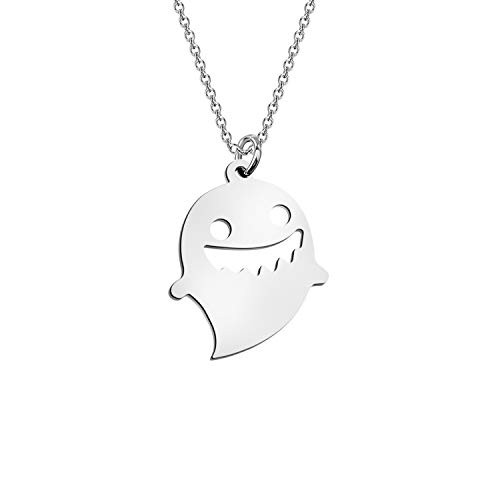 Ghost Necklace Halloween Ghost Gift Funny Ghost Pendant Necklace Best Friends Gift -Ghost Silver-