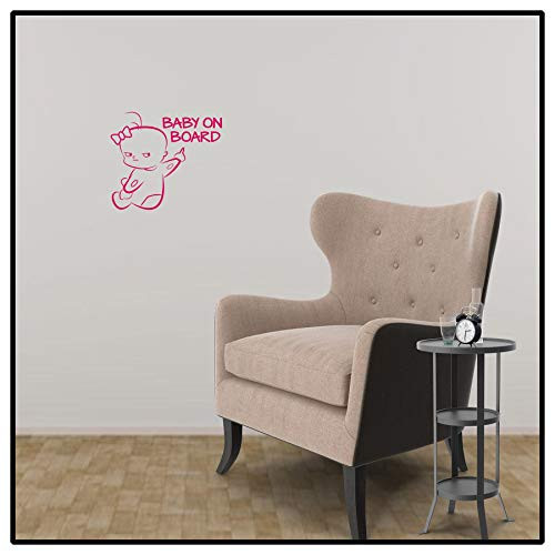 DecalDoggy - Baby Girl On Board Vinyl Decal Car/Wall - Hot Pink