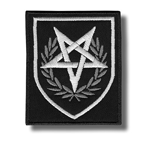 Pentagram on Shield - Embroidered Patch 8 x 10 cm