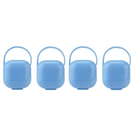 EXCEART 4pcs Pacifier Box Pacifier Shield Case Pacifier Clip Holder Binky Container for Infant Baby Toddler Pacifier Accessories Travel Portable Blue