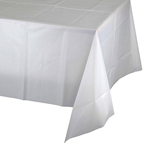 Creative Converting Touch of Color Plastic Tablecloth- 54" x 108"- White