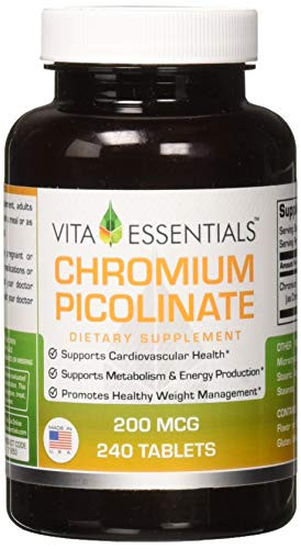 Vita Essentials Cromium Picolinate 200 Mg Tablets- 240 Count