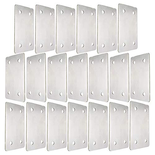 Aicosineg 40pcs Stainless Steel Straight Brace Brackets 2.36" x 1.97" Large Flat Straight Mending Plates Fastener for Repair Fixing Joint Connector Furniture Silver Tone