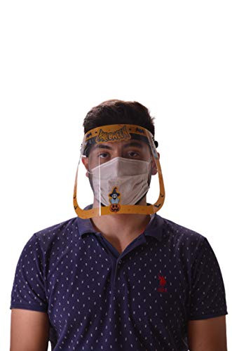 Halloween Face Shield-Face Shield-Plastic Face Shield-Reusable Face Shields-Full Face Protection with Anti-Fog-Full Face Shield With Sponge -1- BLACK HEAD BAND - ORANGE VISOR-