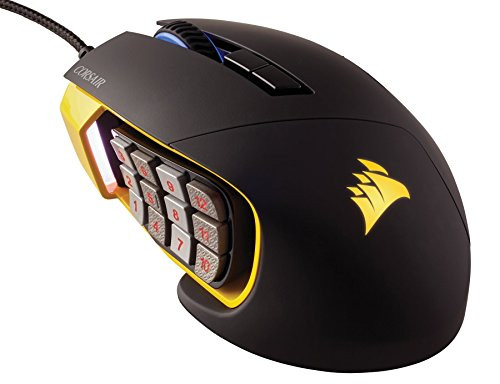 CORSAIR SCIMITAR Pro RGB - MMO Gaming Mouse - 16,000 DPI Optical Sensor - 12 Programmable Side Buttons - Yellow (Renewed)