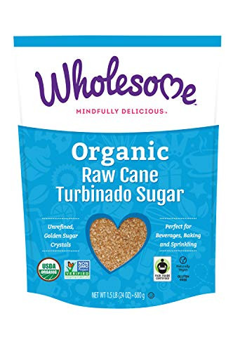 Wholesome Organic Raw Cane Turbinado Sugar- Fair Trade- Unrefined Sugar- Non GMO  and  Gluten Free- 1.5 Pound -Pack of 1-