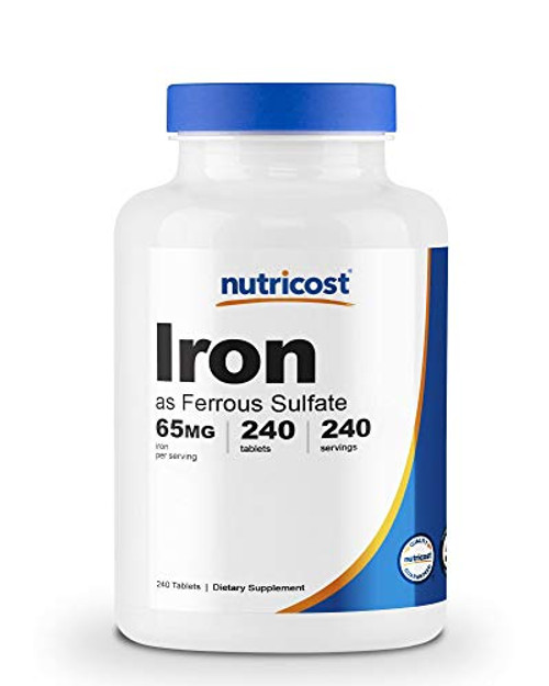 Nutricost Iron -As Ferrous Sulfate- 65mg- 240 Tablets - Non-GMO- Gluten Free Nutricost Iron -As Ferrous Sulfate- 65mg- 240 Tablets - Non-GMO- Gluten Free