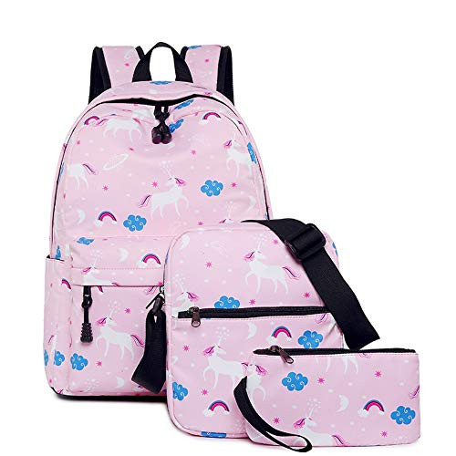 Girls Backpacks for School Teens Backpack Set School Bookbag 14inch Laptop Travel Daypack (Pink)