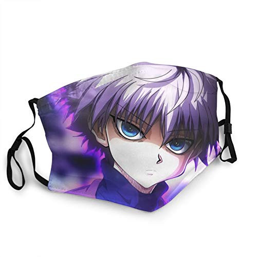 Hunter x Hunter Killua Zoldyck Anime Adjustable Face Mask With Filter Pocket Reusable Washable and Bandana Breathable Balaclava Cover Shield for Mens Womens