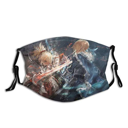 Fate Apocrypha Saber Mordred Anime Face Mask With 2 Filter Reusable Washable Cover Bandana Breathable Balaclava Protection Shield for Men Womens