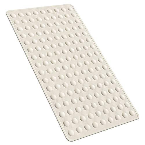 OTHWAY Non Slip Bathtub Mat-Rubber Baby Bath Tub Shower Mat with Strong Suction Cups-Soft Bubble Bath Mat for Bathroom Tub-XL Bath Mat 28x16 inches Durable and Machine Washable -Beige-