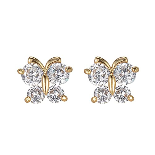 E.B.DIAMOND 18K Gold Plated Stud Earrings Cubic Zirconia Butterfly Earrings Studs Fashion Jewelry for Women Girls E.B.DIAMOND 18K Gold Plated Stud Earrings Cubic Zirconia Butterfly Earrings Studs Fashion Jewelry for Women Girls