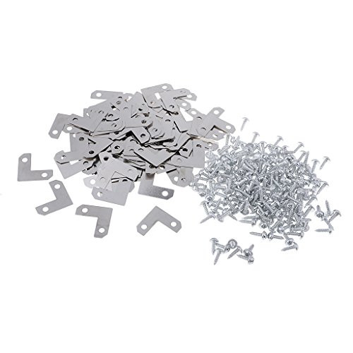 MagiDeal 100 Piece Metal Corner Brace Plate Right Angle Flat Bracket for Photo Frame Picture Frame