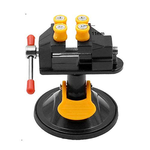 Lheng Universal Mini Suction Vise Clamp 360 Degrees Drill Press Vise Table Bench Vice with Suction Base for DIY Hobby Jewelry Watch Repairing Nuclear Sculpture Craft Carving Clip On Tool Black