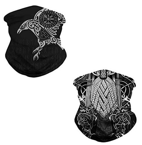 JooMeryer Seamless Bandanas Balaclava Face Mask Neck Gaiter Viking Print for Men Women-Viking  and  Odin