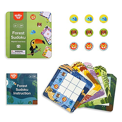 TOOKYLAND Sudoku Puzzles Board Game- Magnetic Sudoku Game 3 x 3 Forest Sudoku for Kids- Educational Logic Board Game Toys with Tin Box for Toddler 3 Plus