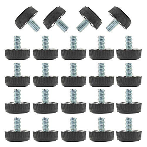 Furcoitur 24Pcs Furniture Levelers- Adjustable Leveling Feet M8 x 13mm Threaded Leveler Screw On Furniture Glide for Furniture Legs Table Chair