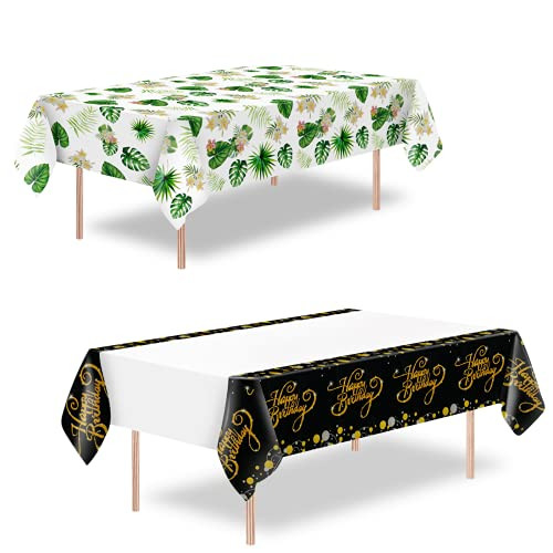 Disposable Plastic Hawaiian Luau Tablecloth  and  Happy Birthday Table Cloth Table Cover