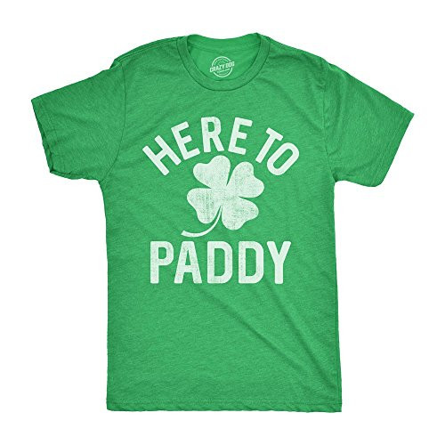 Mens Here to Paddy T Shirt Funny Saint Patricks Day for Leaf Clover Irish Tee -Green- - XXL
