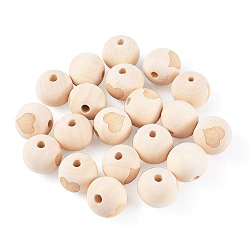 Craftdady 50Pcs 20mm Unfinished Round Wood Beads Heart Pattern Natural Wooden Ball Spacer Beads Large Hole Unpainted Decorative European Loose Beads for Macrame DIY Craft Garland Jewelry Craftdady 50Pcs 20mm Unfinished Round Wood Beads Heart Pattern Natural Wooden Ball Spacer Beads Large Hole Unpainted Decorative European Loose Beads for Macrame DIY Craft Garland Jewelry