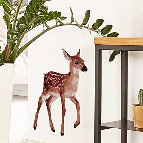ROFARSO Lifelike Cute Lovely Deer Doe Animal Wall Stickers Removable Wall Decals Peel and Stick Wall Art Decorations Home Decor for Kid Nursery Baby Bedroom Living Room Playing Room Murals