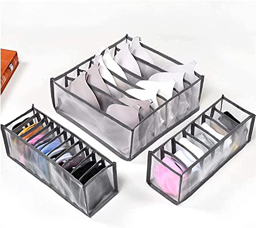 Underwear Drawer Organizer Set- Foldable Underwear Storage Divider Boxes for Clothes- Socks- Underwear and Bras -Grey- Underwear Drawer Organizer Set- Foldable Underwear Storage Divider Boxes for Clothes- Socks- Underwear and Bras -Grey-