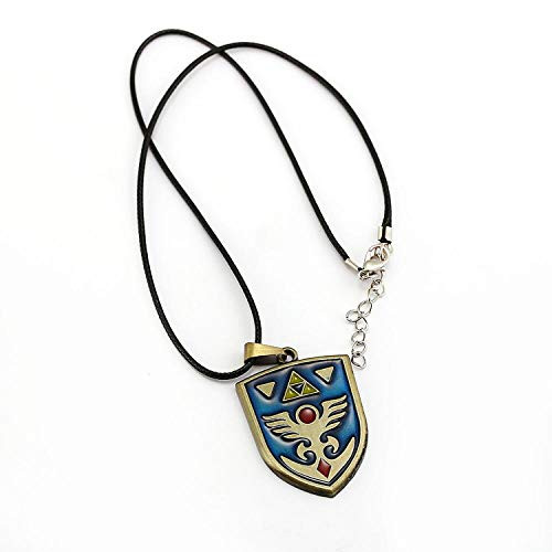 Hylian Shield Necklace For Game The Legend of Zelda Fans Pendant Alloy Metal Blue Choker Jewelry MLEY1158