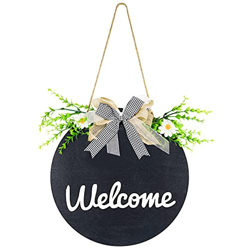 Tongcloud Welcome Sign Front Door Decor Round Wood Sign Hanging Welcome Sign Wood Sign Hanging Welcome Sign for Farmhouse porch Spring Welcome Sign Front Door Decoration -Black- Tongcloud Welcome Sign Front Door Decor Round Wood Sign Hanging Welcome Sign Wood Sign Hanging Welcome Sign for Farmhouse porch Spring Welcome Sign Front Door Decoration -Black-