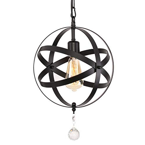 Kingmi Industrial Metal Pendant Light Spherical Ceiling Light Globe Hanging Light Fixture Kitchen Island Farmhouse Chandelier Lighting