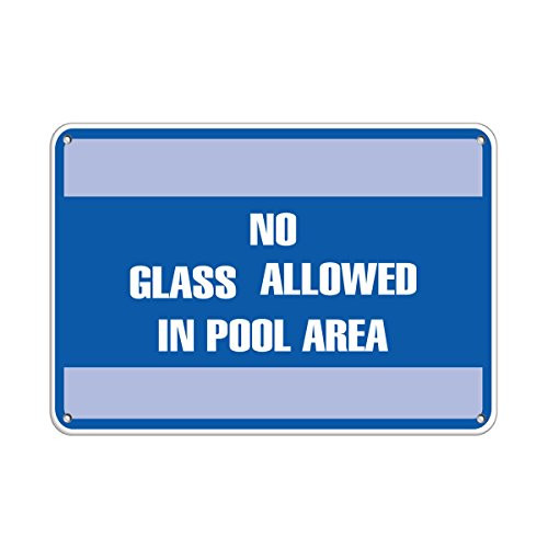 No Glass Allowed In Pool Area Style 2 Pool Signs LABEL DECAL STICKER Sticks to Any Surface 10x7