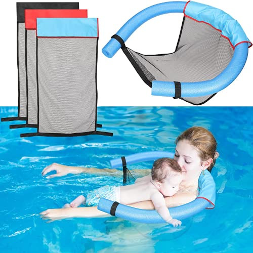 3PCS Floating Pool Noodle Mesh Chair- Sling Mesh Swimming Pool Chairs for Kids and Adult- Noodle Sling Suitable for Water Relaxation- Pool Noodle Foam Not Included