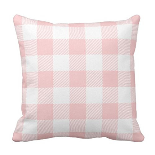 Jbralid Throw Pillow Cover Cute Chic Pink Preppy Buffalo Check Plaid Modern Decorative Pillow Case Home Decor Square 22 x 22 Inch Pillowcase