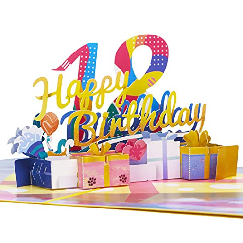 Ribbli Happy 18th Birthday Handmade 3D Pop Up Card-Greeting Card-18 Birthday Card-For Happy Birthday Card-18 Year Old Card-with Envelope