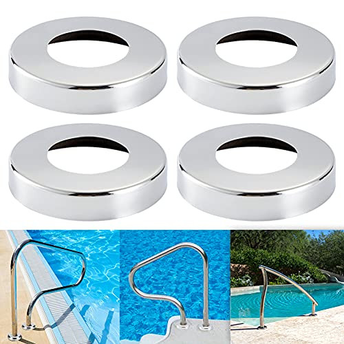 WETOZON Stainless Steel Pool Ladder Escutcheon Plates - 4Pack- 1.9" Outer Diameter Pool Ladder Pool Handrail Escutcheon Plate Fits for Tubing Pool Handrail Covers for Swimming Pool or Spa Handrail