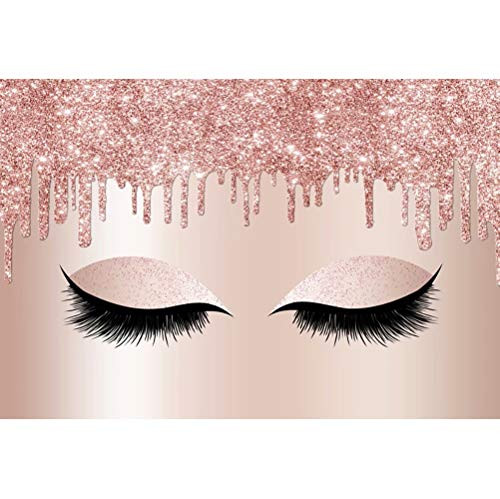 shensu Vinyl 5x3ft Girls Birthday Photography Backdrop Beautiful Eyes Long Eyelashes Shining Pink Photo Background Girls Birthday Party Decoration Cake Table Banner Portrait Photoshoot Studio Props