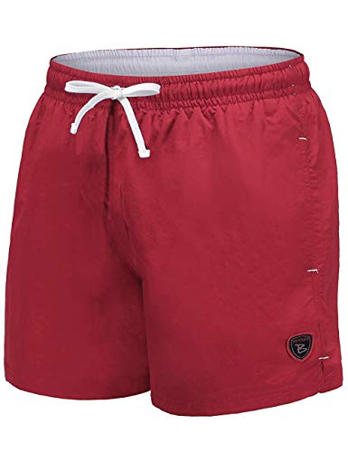 BUYKUD Youth Boys' Swim Trunks Beach Shorts Surfing Swimming Bathing Suit Red