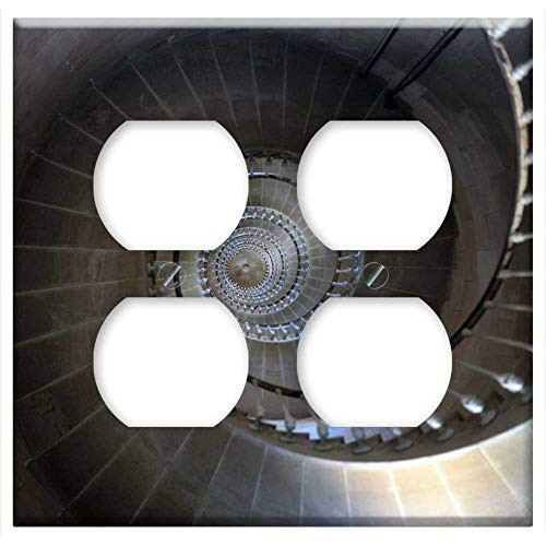 Double Duplex Outlet Wall Plate Cover - Lighthouse Stairs Circular Steps Stairway Pattern