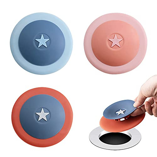 3 Pack Shower Drain Stopper - Silicone Bathtub Sink Stopper Hair Trap Hair Catcher Bathtub Drain Strainers Protectors Cover for Floor Laundry Kitchen and Bathroom?Shield Appearance?